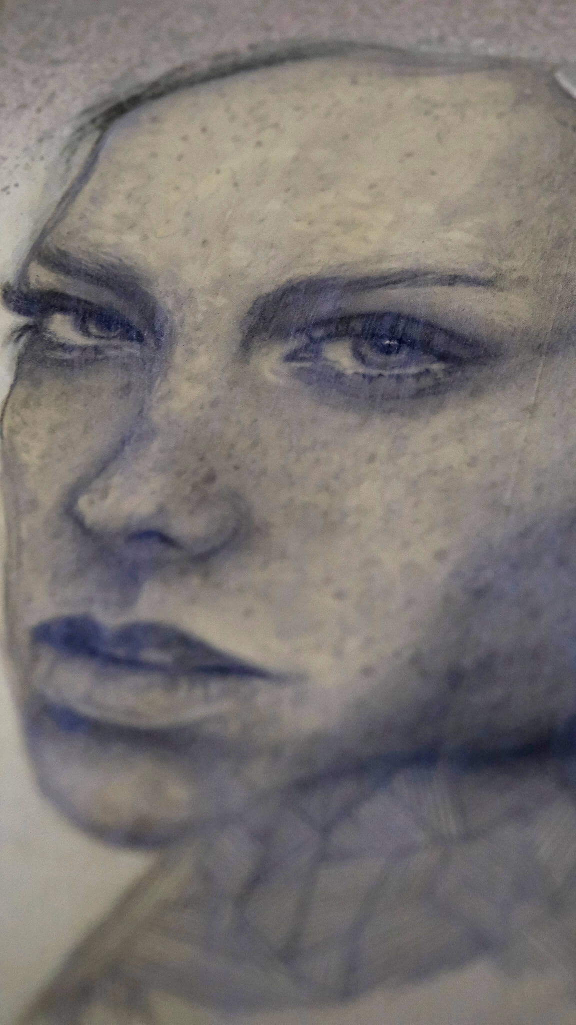 Close-up of “Serein” showing texture and layered brushwork on Moleskine paper.